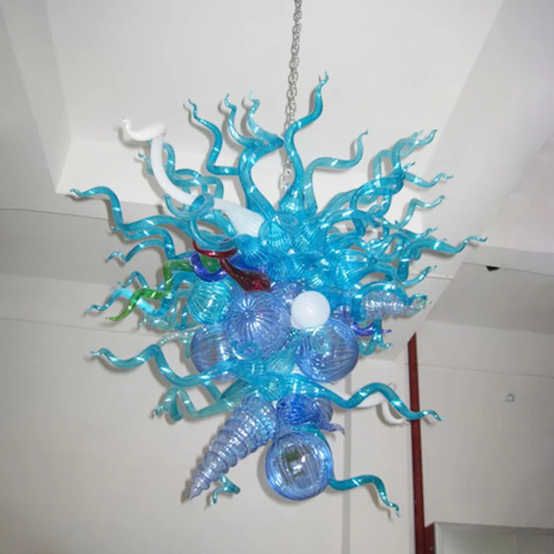 

Blue Glass Pendant Lamps Hand Blown Glass Chandelier Light for New House Art Decoration