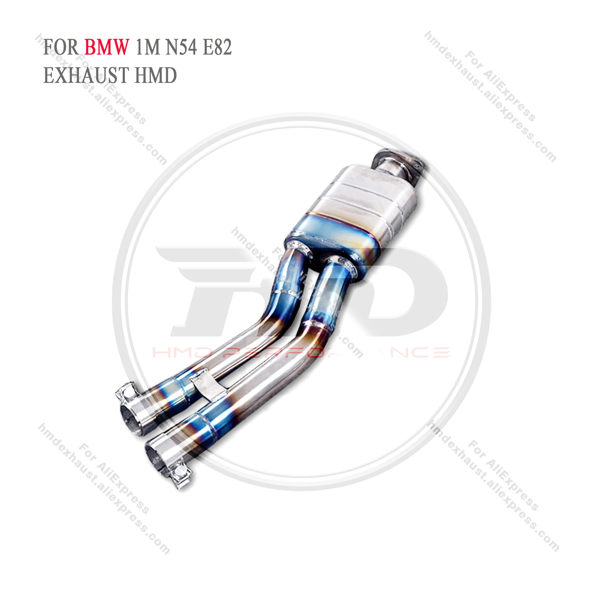 HMD رائجة البيع سبائك التيتانيوم أداء نظام العادم كامل العادم Catback لسيارات BMW 1M E82 N54 كاتم الصوت مع صمام السيارة