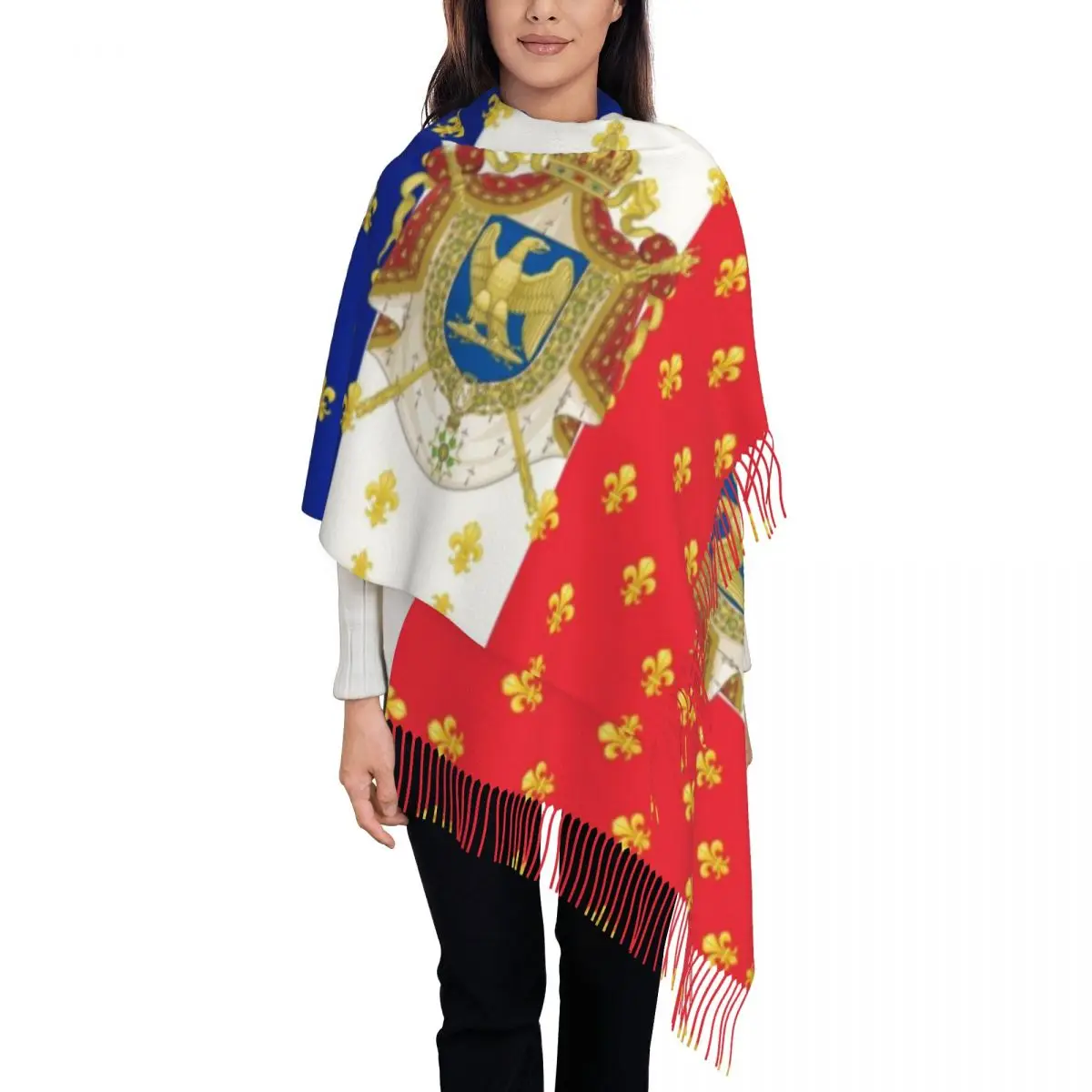 

Custom Printed Royal Standard Napoleon France Flag Scarf Men Women Winter Warm Scarves French Empire Coat Of Arms Shawls Wraps