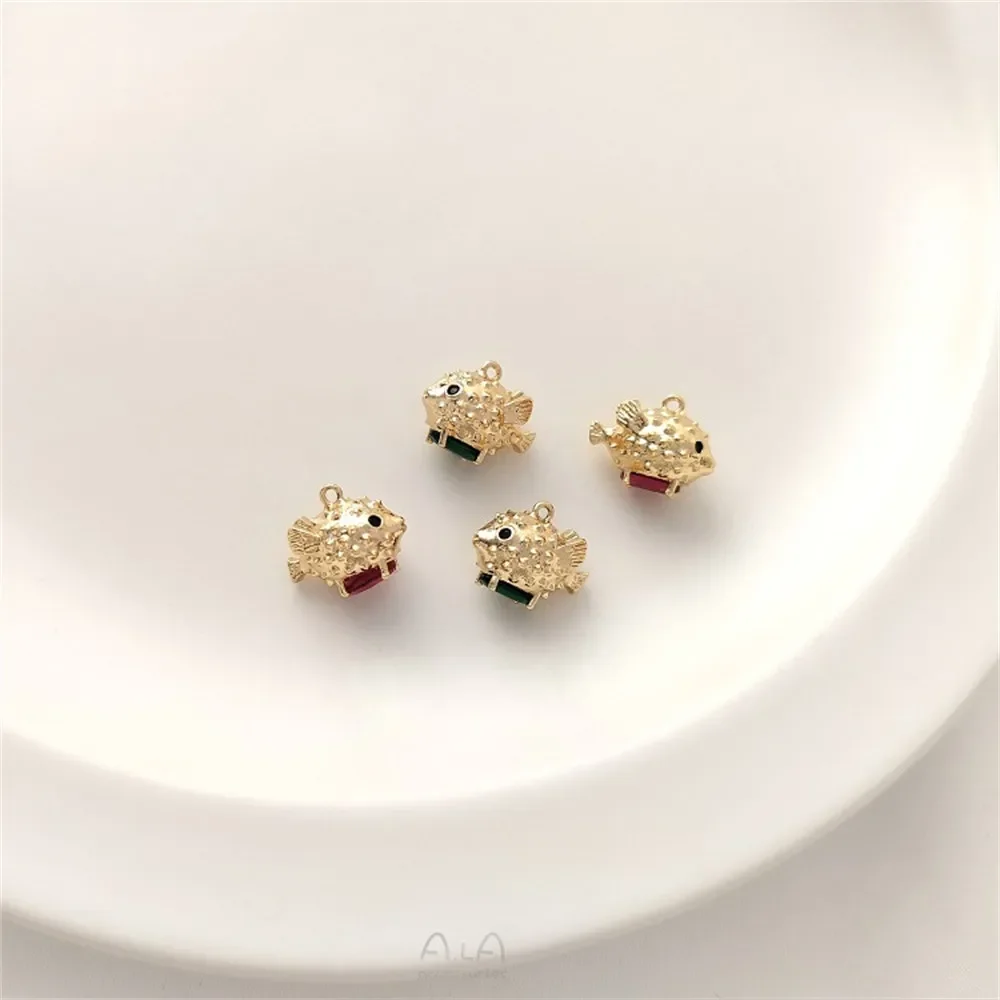 14k ouro incrustado zircônio animal pingente artesanal diy brincos pulseira colar charmesv pingente materiais artesanais k507