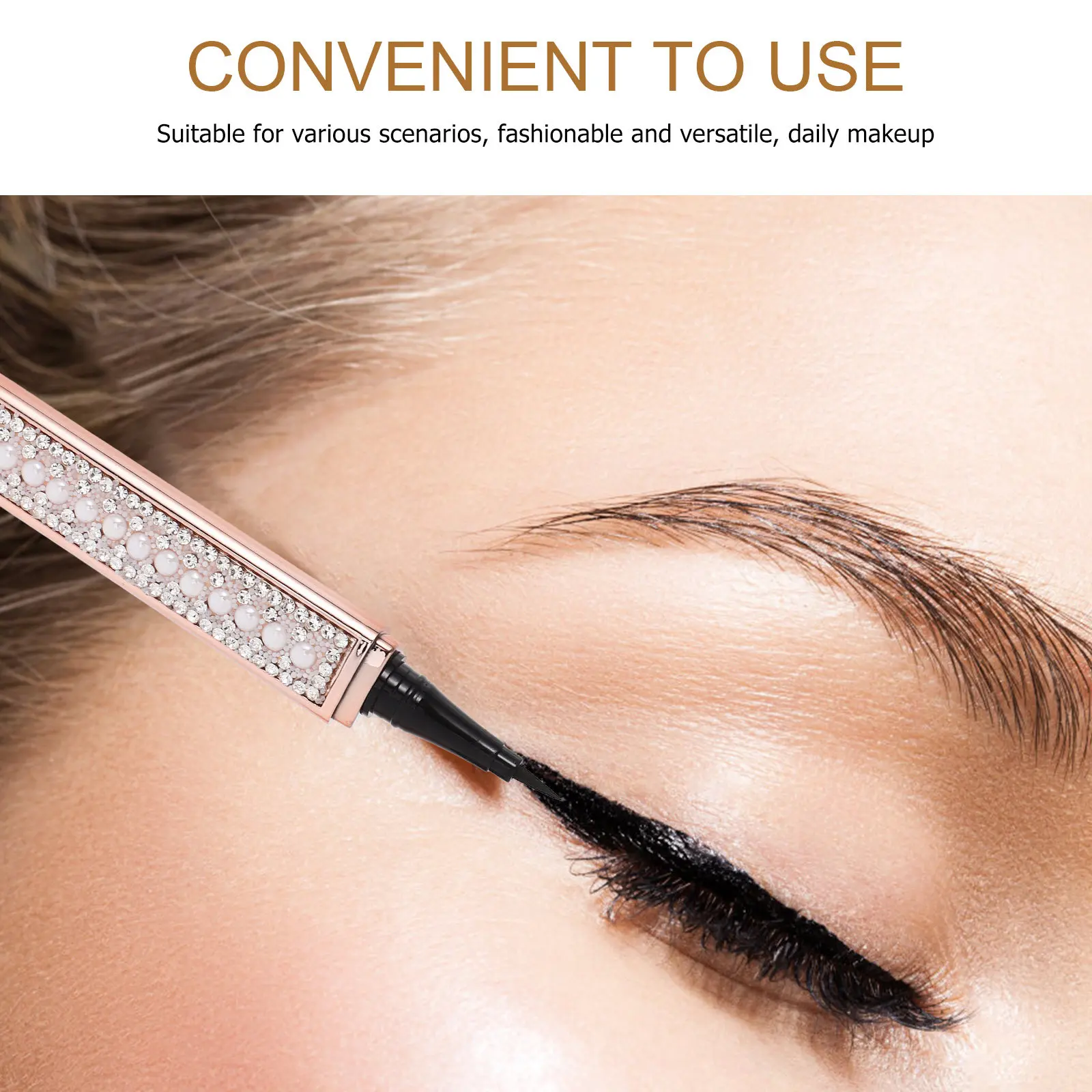 Caneta Delineadora Líquida Autoadesiva Sem Borrões com Brilho Diamante Ponta Fina Ferramenta de Maquiagem de Longa Duração para Olhos