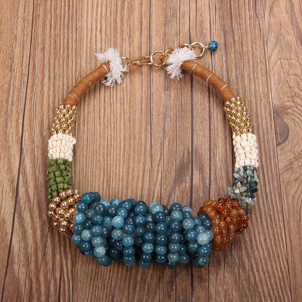 Fashion Exaggerated Individual Beaded Necklace Women Girl Trendy Vintage Wedding Party Jewelry