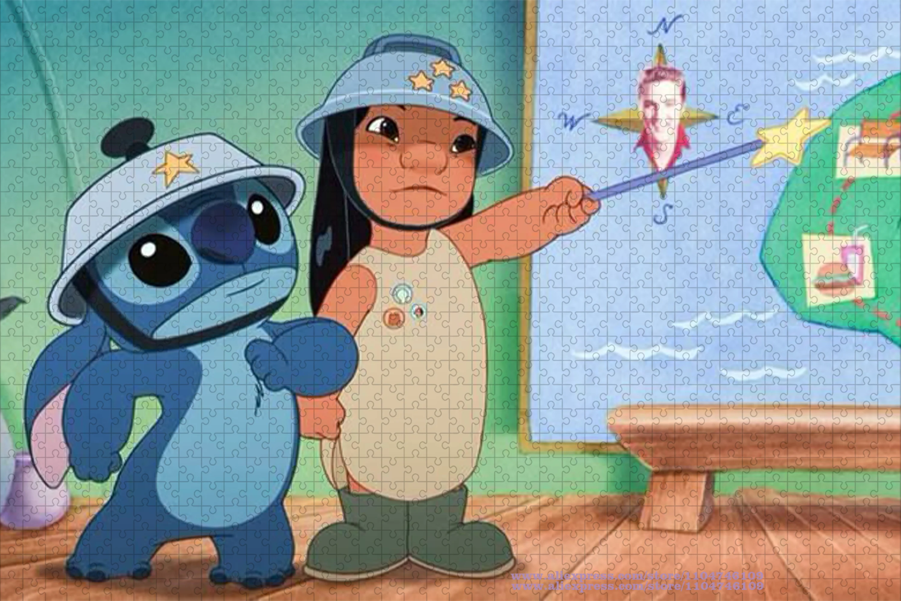 108/200/300/500/1000/1500 elementów Puzzle Disney Anime Lilo i Stitch Układanka Rozwijająca Inteligencję dla Dzieci Unikalne Prezenty Urodzinowe