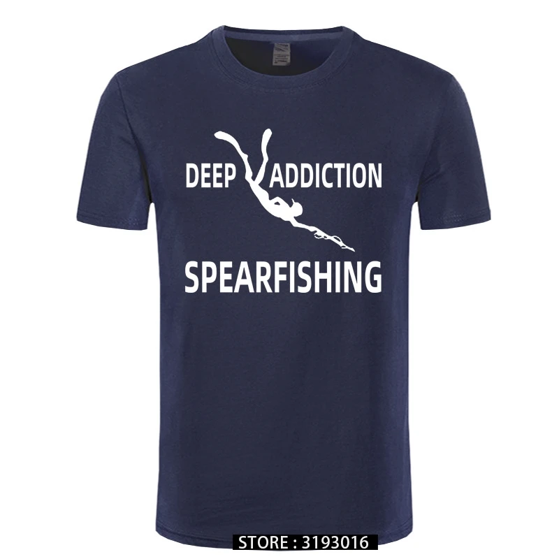 Deep Addicton Diving Spearfishing Print T-shirt Men T Shirt Fashion Casual Short Sleeve O-neck Cotton Tshirt Funny Tees Tops