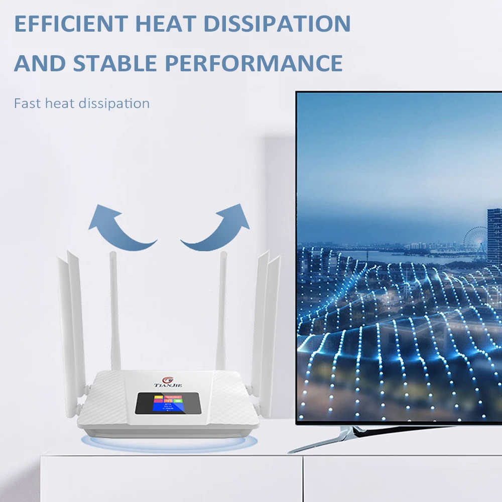 TIANJIE CPE706 4G LTE Router 150Mbps Cat4 Dual Band WiFi Router with 6 External Antennas,Ethernet Port&Sim Slot for Home/Office