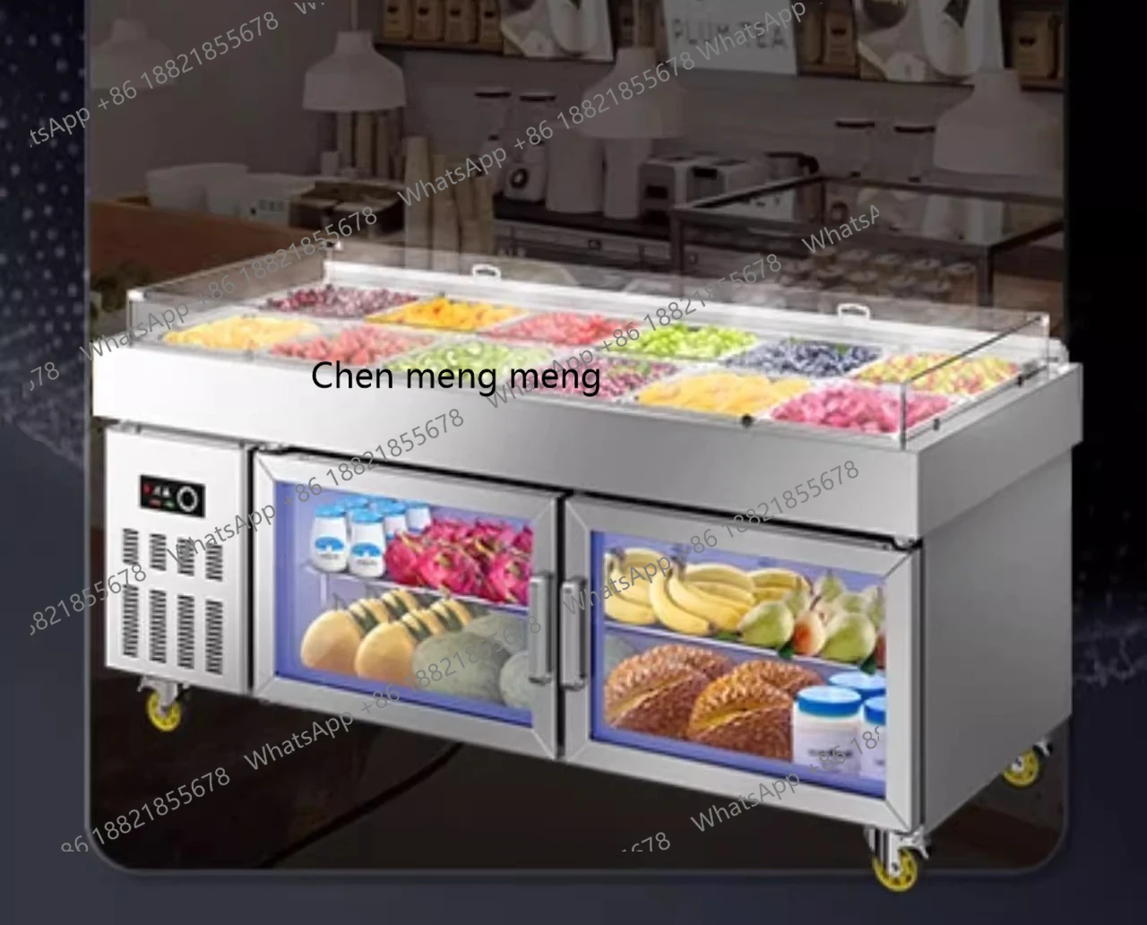 

Fruit fishing display cabinet spray refrigerated slotted commercial fresh-keeping cabinet fruit cutting seafood ice table