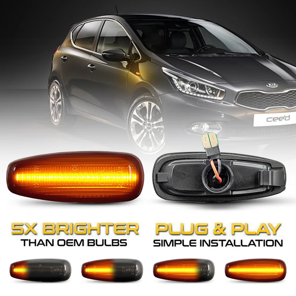 2Pcs LED Dynamic Side Marker Light Turn Signal Lamps For Kia Ceed ED Pro Rio 3 Carens Rondo 7 Hyundai i30 Grandeur mk4 Avante HD