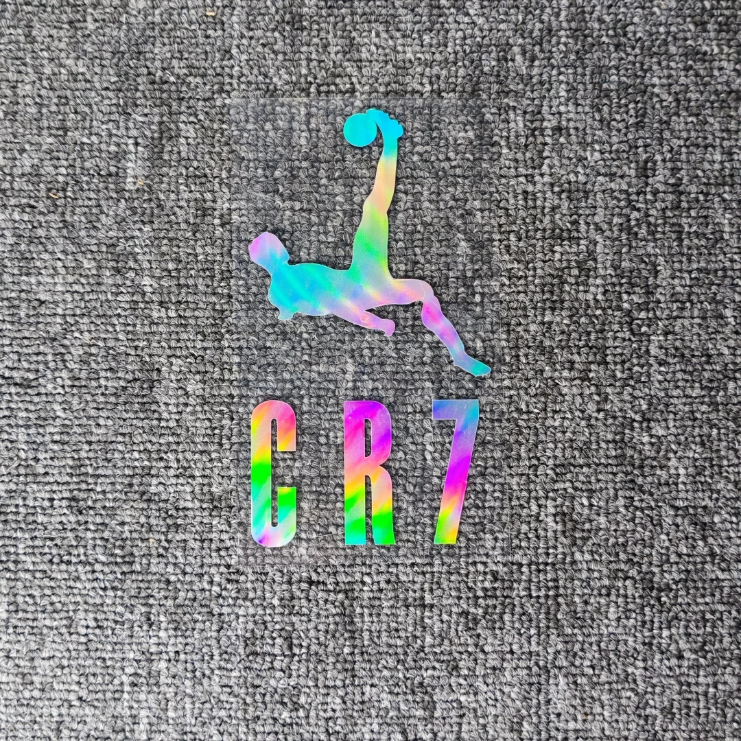 Car Stickers CR7 Bicycle Kick Ronaldo Reflective Decals For Windshield Door Trunk Motorcycles iPhone Laptop
