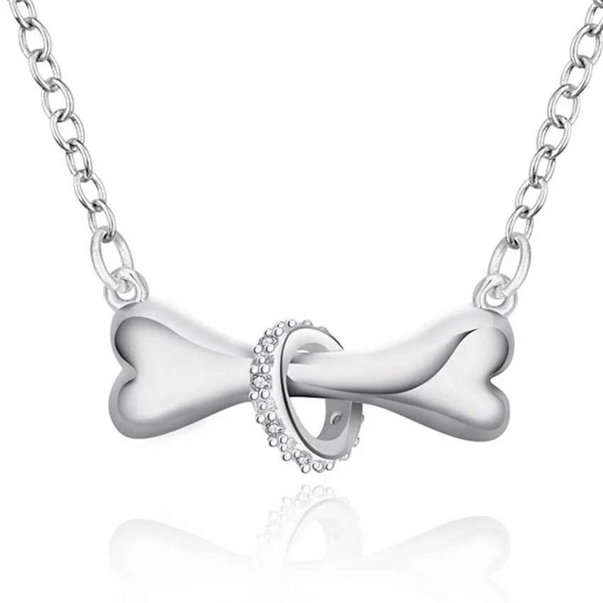 

Christmas Gifts Lovely Bones Silver 925 Plated Crystal Necklace Fashion Jewelry Factory Direct Tide Wild Charm