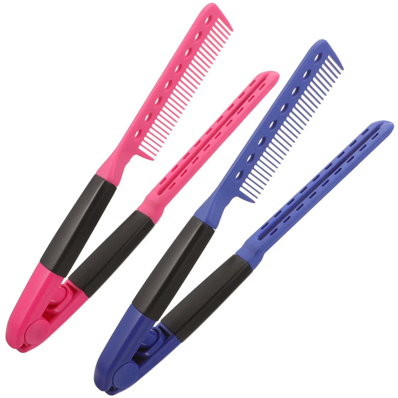 

2Pcs Hair Straightener Comb V Shape Straightening Brush for Women Salon Home Use Heat Resistant Styling Tool Easy Grip