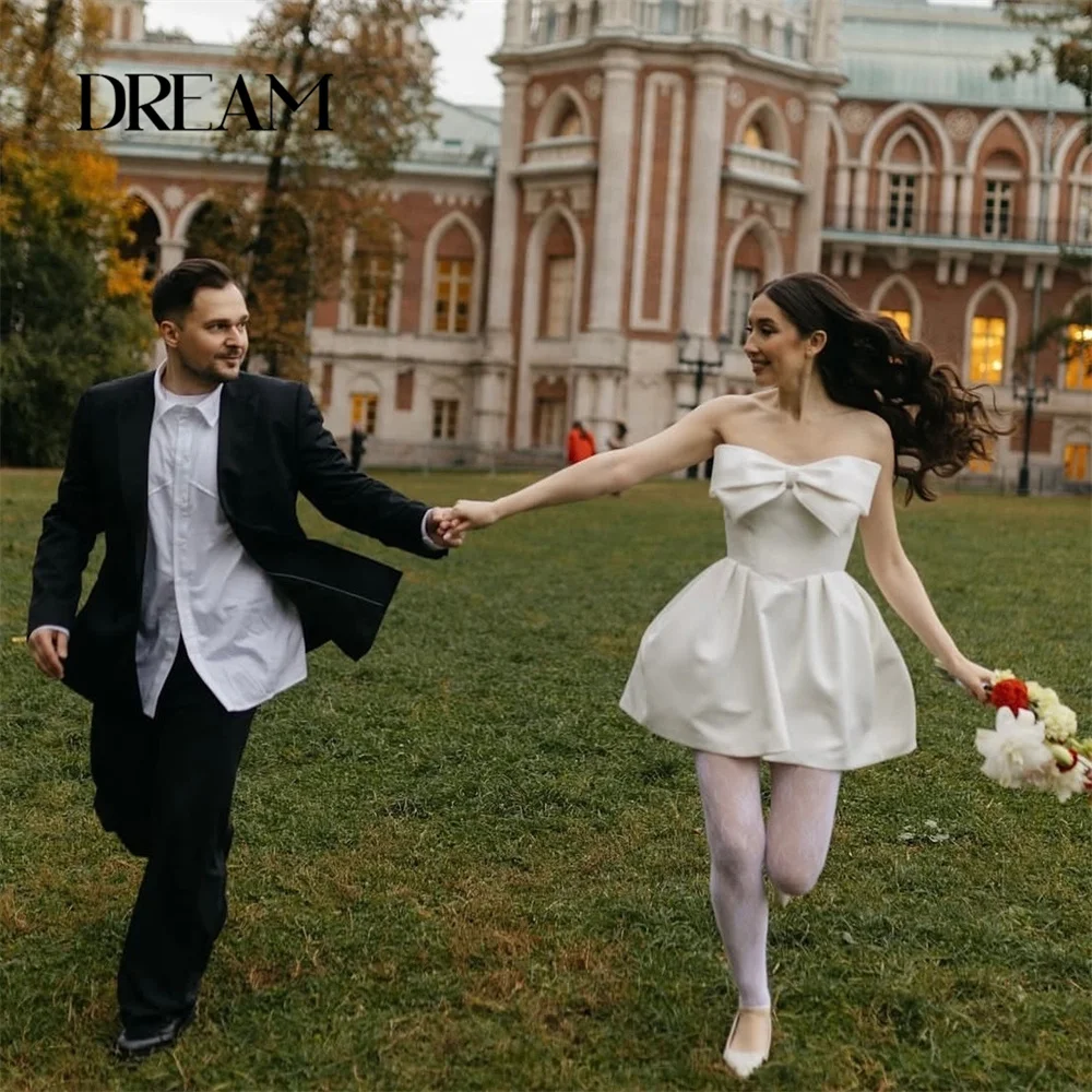 

Elegant A-Line Bow Wedding Dresses Women 2025 Sweetheart Sleeveless Open Back Pleat Bridal Gown Vestidos De Novia Customized