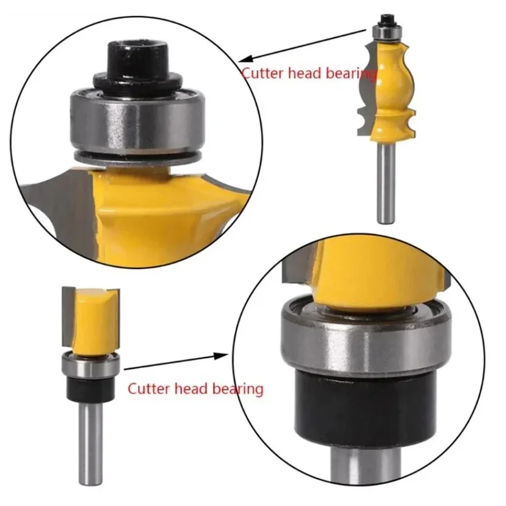 10pcs Router Bit Top Mounted Ball Bearings Guide Milling Cutter Bearing Wrench Set Woodworking Machine Tools Accessories tools N
