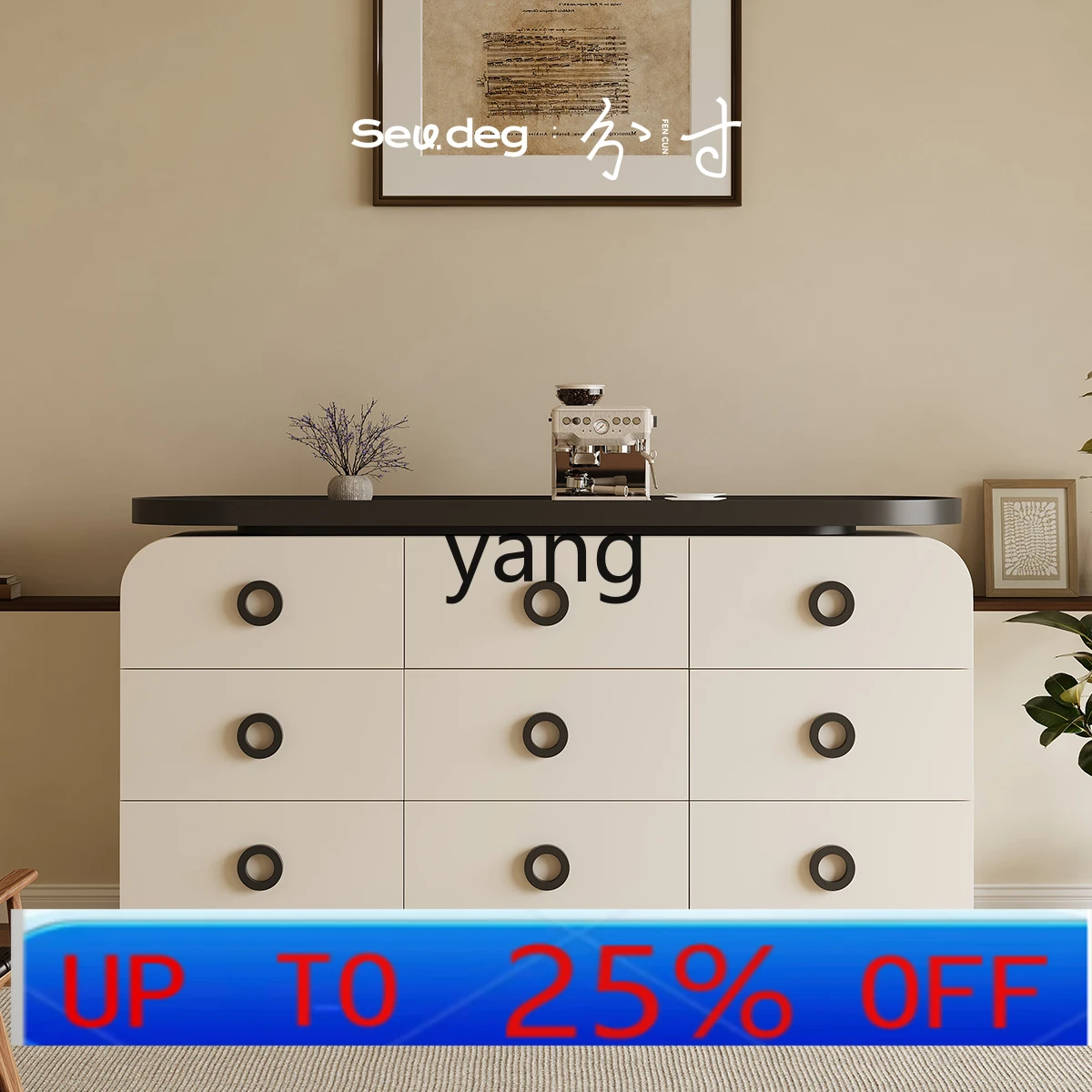 LH  solid wood nine-bucket dining side cabinet living room entrance door art storage bedroom bedside cabinet