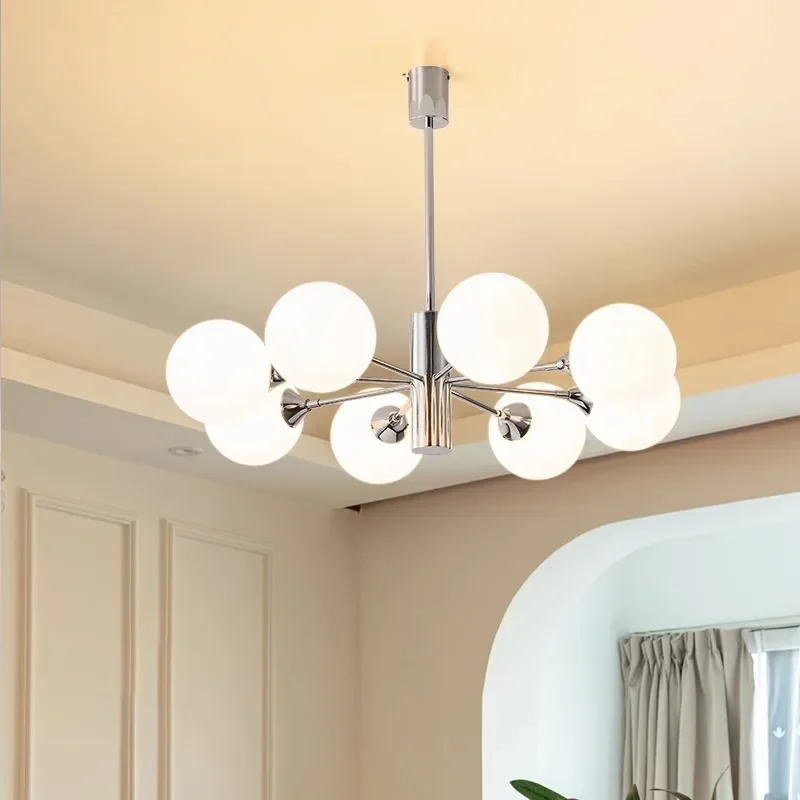 

Nordic Chrome Hanging Chandelier Retro Magic Bean Living Room Chandelier For Dining Room Bedroom Bauhaus Medieval Pendant Lamp
