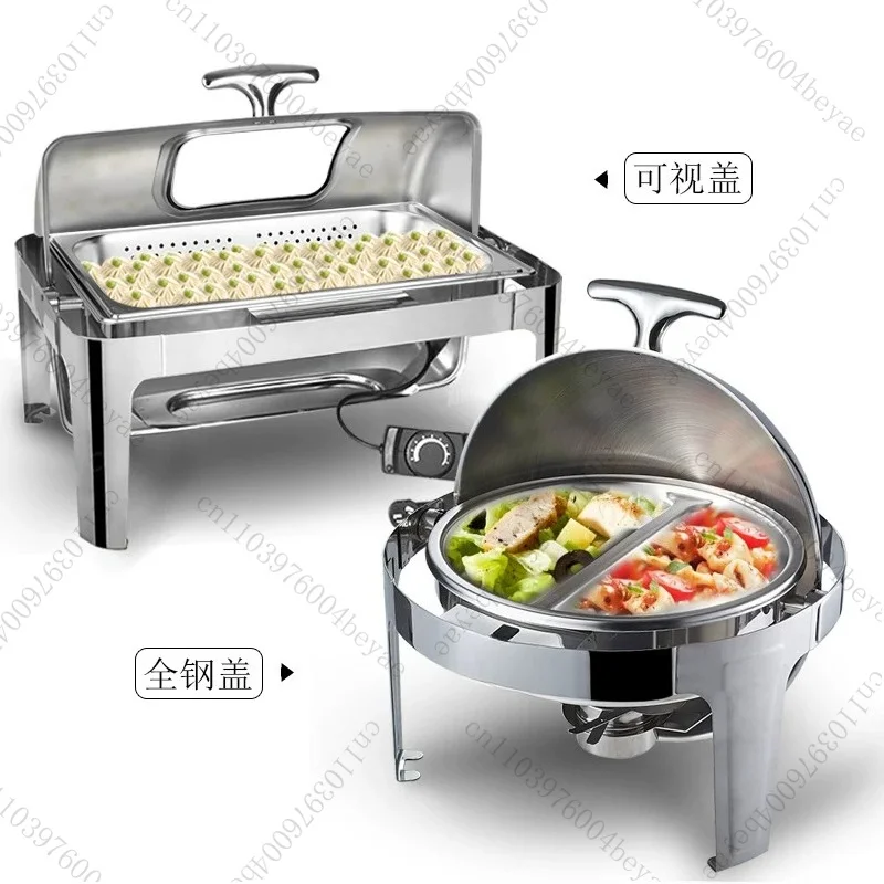 

Catering Equipment Buffet Gold Plate Stainless Steel Food Insulator Double Pot Hot Pot Buffet 9l Roll Top Hot Pot