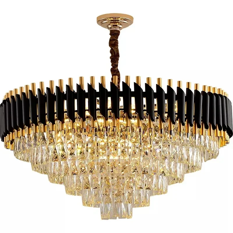 Ship With DHL Fedex Luxury LED Chandelier K9 Crystal  for Living Room Decoration Black Metal Lustre Indoor Fixture