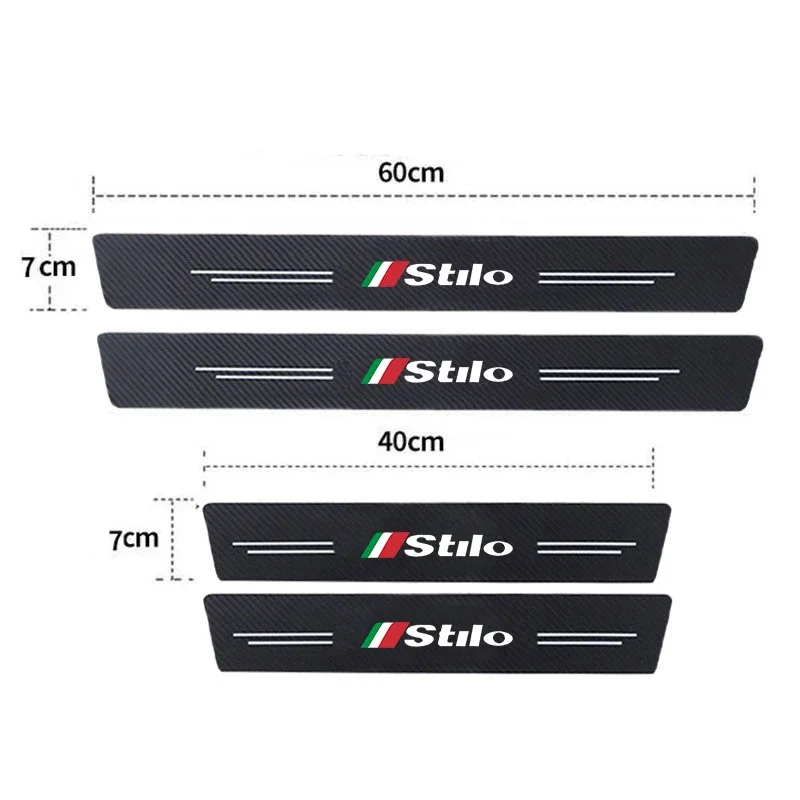 Carbon Fiber Car Threshold Strip Waterproof Protect Film Trunk Door Sill Anti Kick Sticker for Fiat Stilo Emblem  Auto Interior