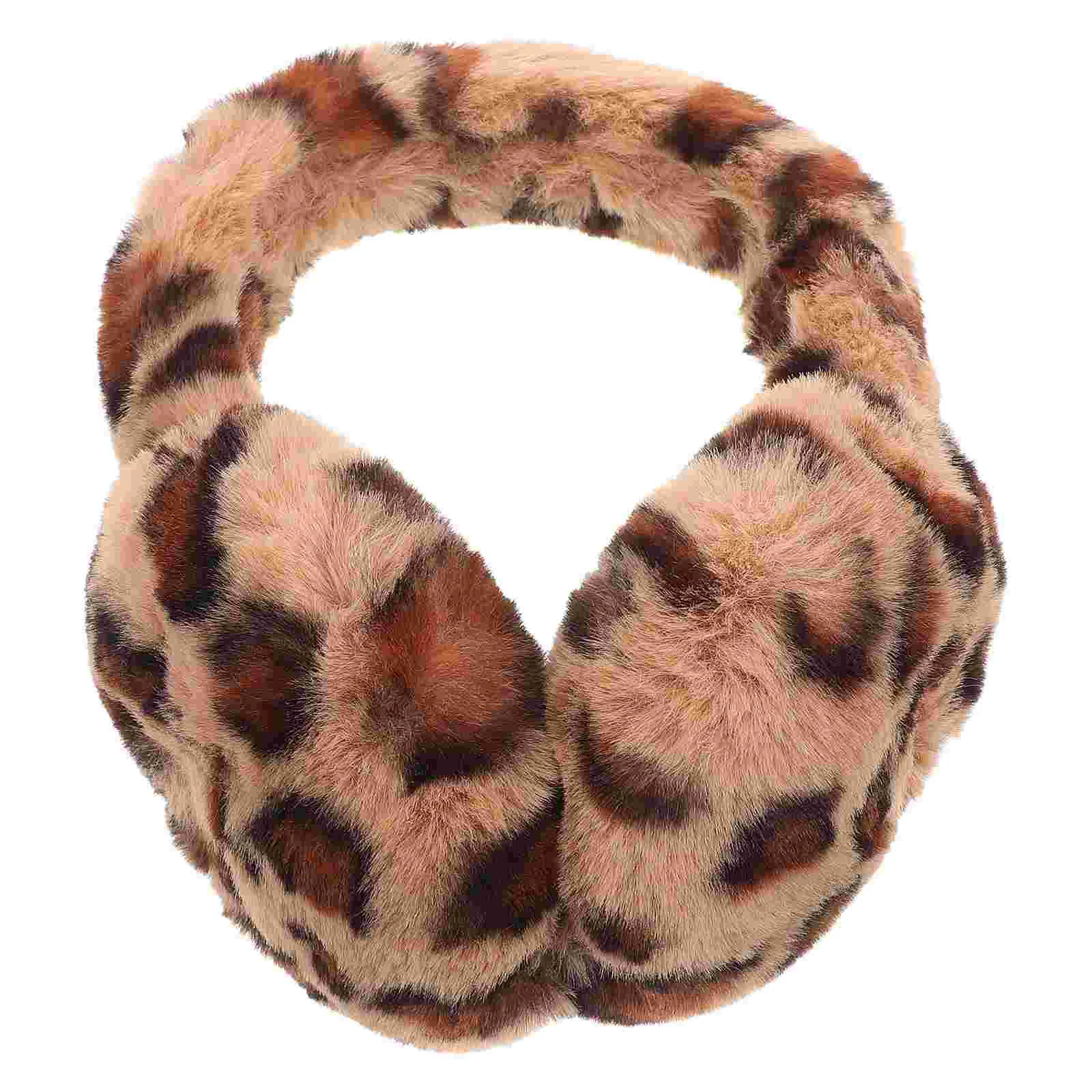 

Leopard Print Warm Winter Cover Men Korean Version Plush Earplugs for Sleep Women Man