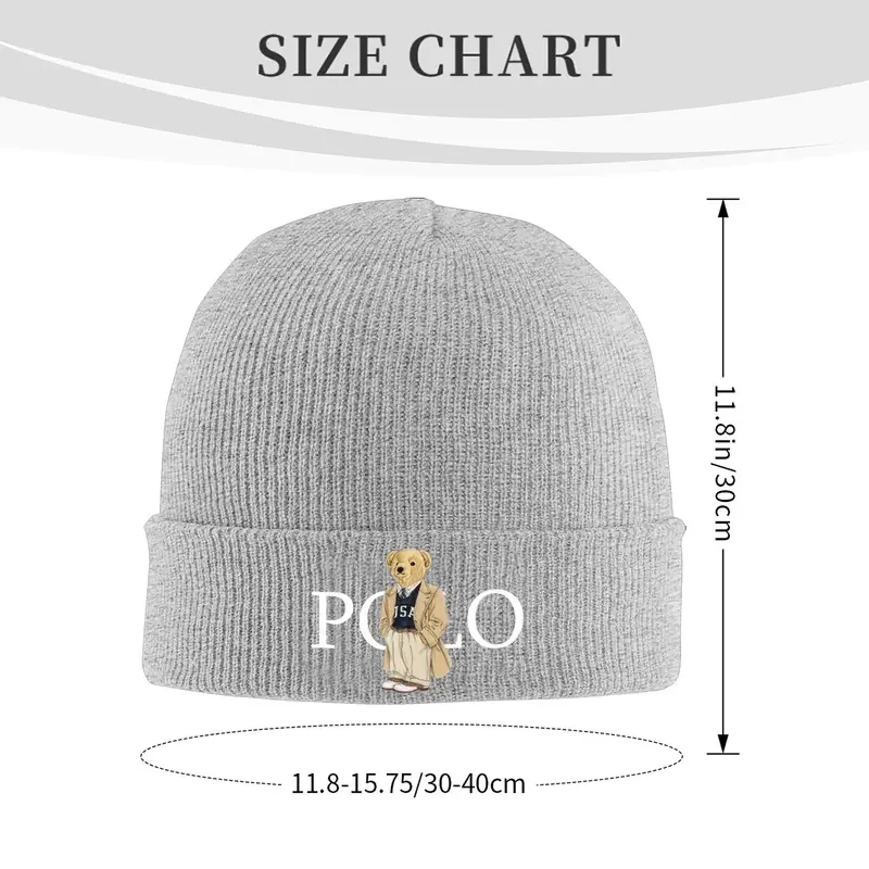 Bear P-Polos Knit Hat Beanies Autumn Winter Hats Warm Unisex Street Caps for Men Women Gift