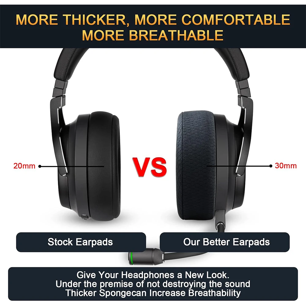 Corsair Virtuoso RGB ワイヤレス SE XT ゲーミング ヘッドセット用のアップグレードされた交換用イヤーパッド クッション、プレミアム生地、より柔らかい低反発フォーム