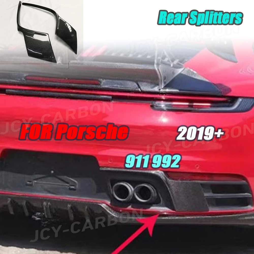 

Carbon Fiber For Porsche 911 992 2019+ Car Rear Bumper Side Spoiler Cover Guard Plate Splitter Extension Bodykits Forged Carbon