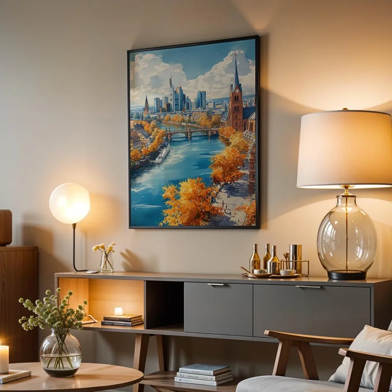 العمارة الألمانية المائية طباعة فنية ، بافاريا سيتي سكيب اللوحة المشارك قماش ميونيخ Garmisch أوغسبورغ ديكور جدران المنزل هدية #3