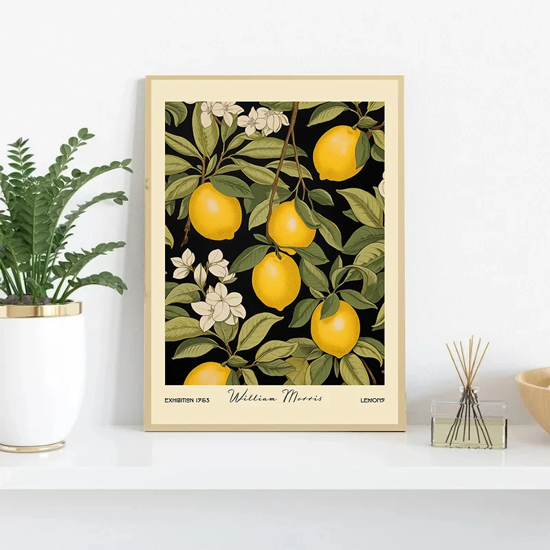 1pc frameless Canvas Painting Kitchen Food Fruit Vegetable Potato Lemon William Morris Retro Poster Canvas Printing Wall Art Pic