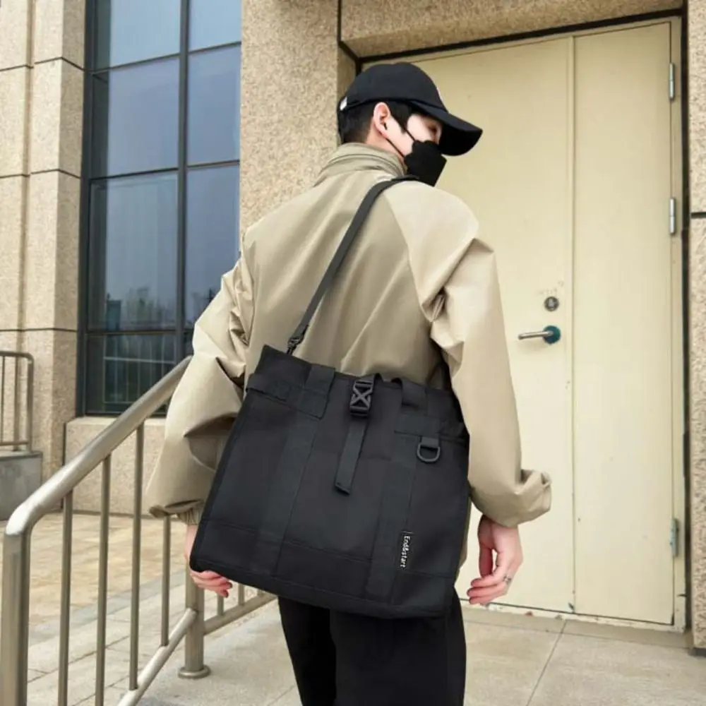 Stylish Large Capacity Oxford Briefcase Solid Color Multi-functional Men Handbag Portable Waterproof Shoulder Bag Work