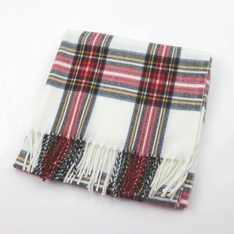 Red Tartan Tassel Scarf Stylish Vintage Decoration Neck Scarf Autumn Winter Coldproof Warm Unisex Wrap Scarf Hijab Stoles