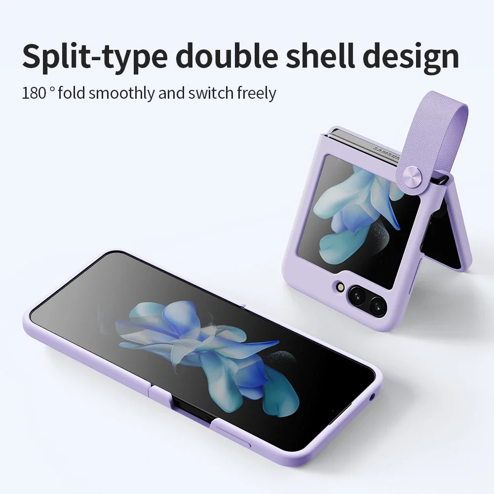 Original Nillkin For Samsung Galaxy Z Flip 5 Grip Case Finger Strap Liquid Silicone Phone Bracket Cover ZFlip5 Flexible Flip