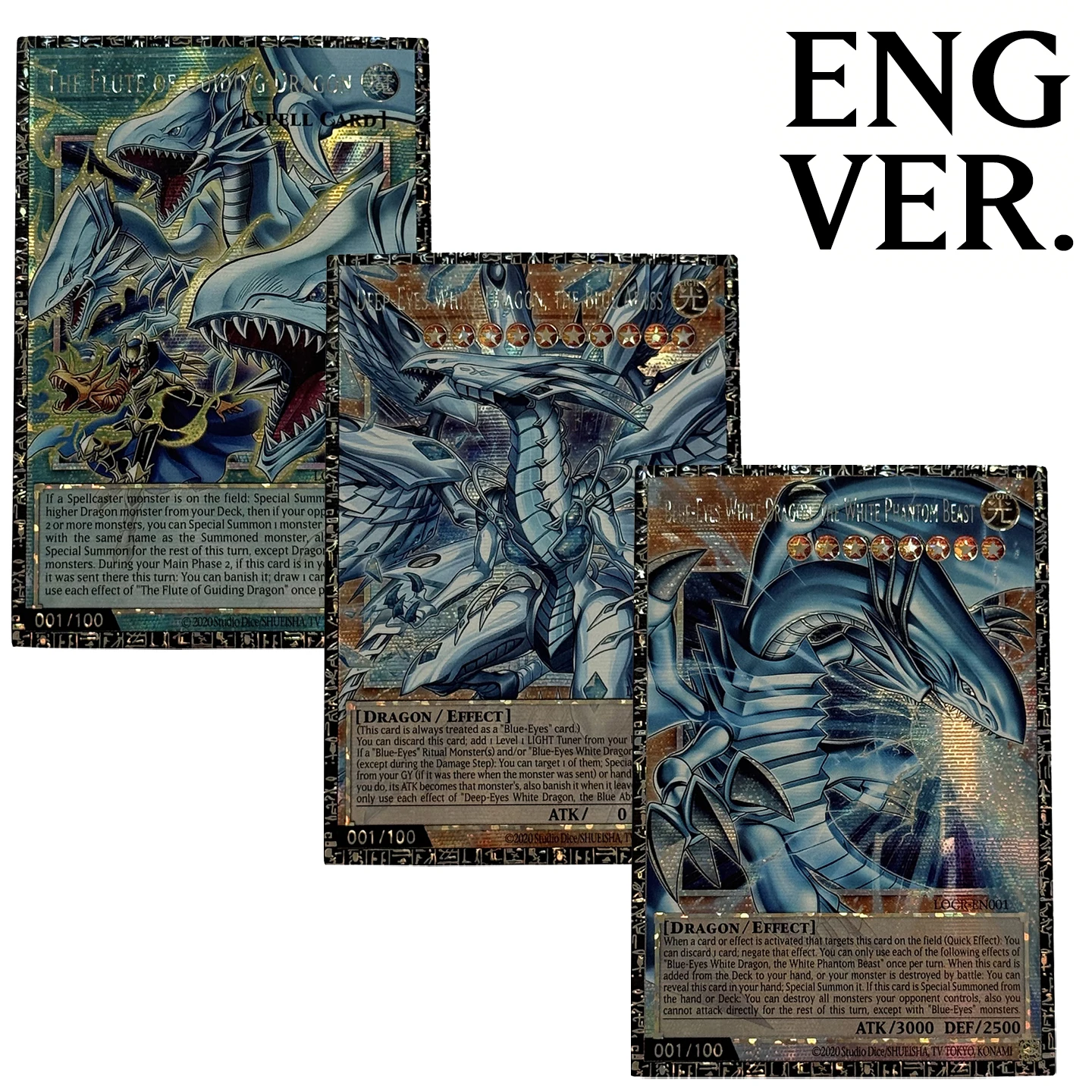 Yu-Gi-Oh! Coleção de Cartas Proxy DIY: Dragão Branco de Olhos Azuis, Besta Fantasma Branca, Dragão Branco de Olhos Profundos (Não Original)