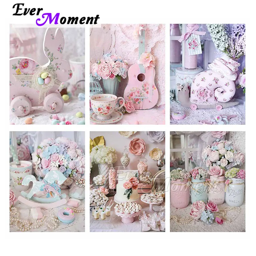 

Ever Moment Diamond Painting Pink Scenic Picture Handicraft Handmade Full Square Resin Drills Mosaic Art Wall Decoration 5L511