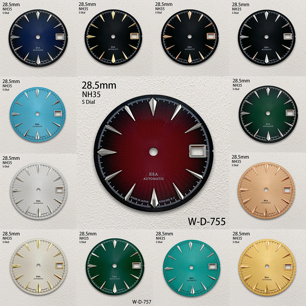 28.5mm S Logo Cocktail Dial Fit NH35/NH36 Movement High-Quality Vertical Grain Dial Watch Modification Accessories