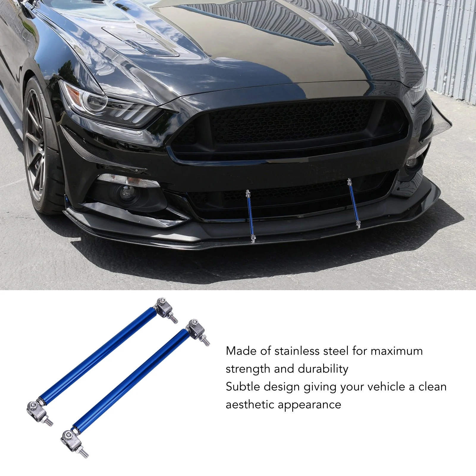 Bumper Lip Diffuser Rod 15cm Stretchable Stainless Steel Splitter Support Tie Pull  Bumper Lip Splitter Strut Rod