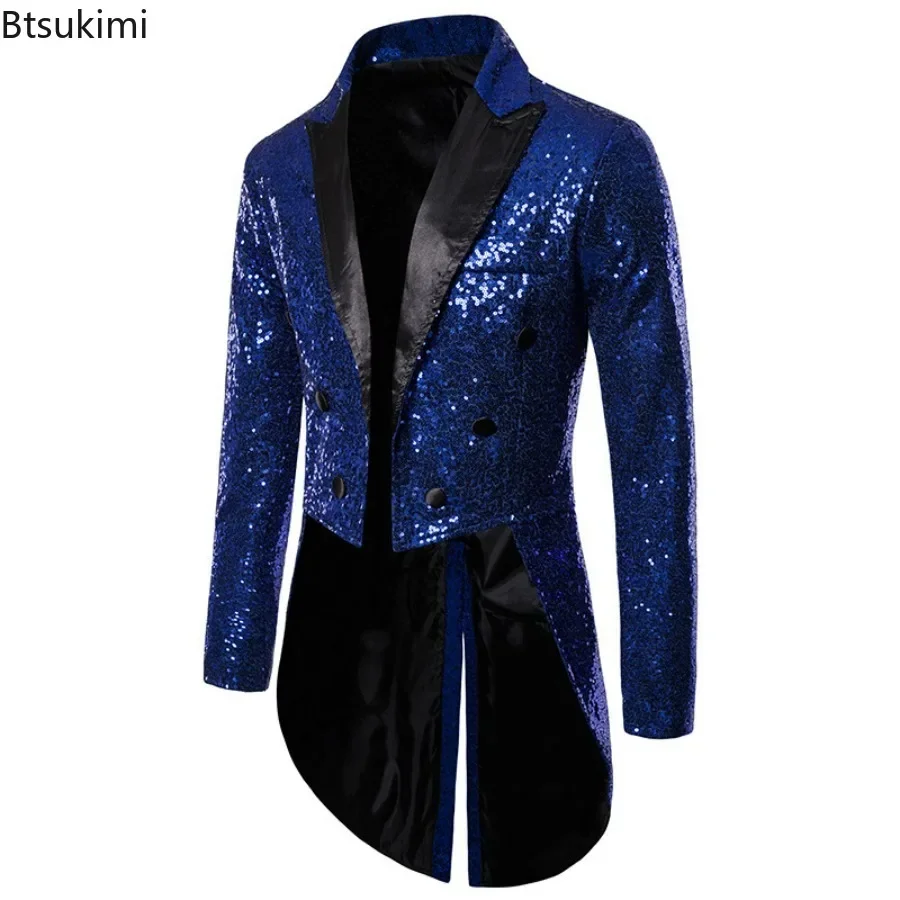 2025 Men's Shiny Sequin Glitter Embellished Blazer Jacket Nightclub Prom Suit Blazer Costume Homme Singers Stage Clothes Tuxedo