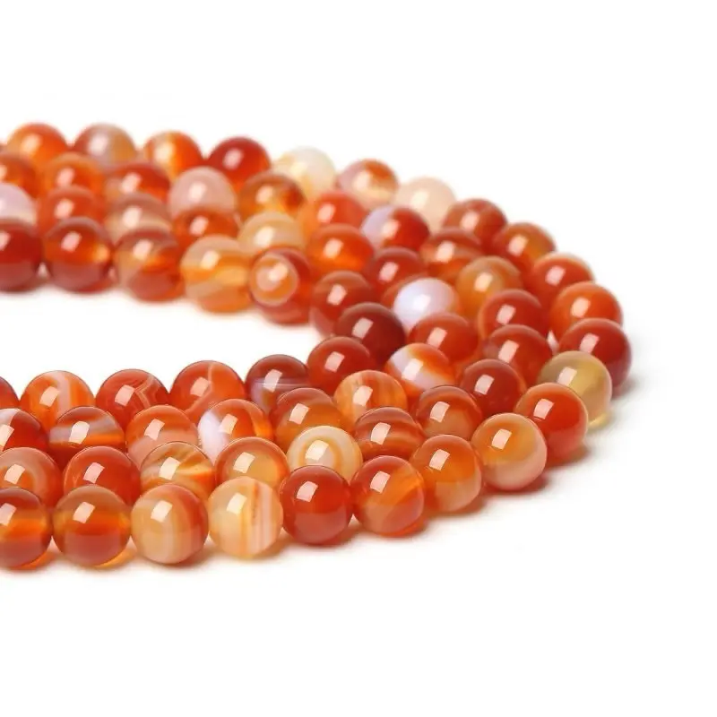 A+ Natural Madagascar Red Stripe Agate Onyx Loose Beads 4 6 8 10 12MM For Jewelry Making Diy Bracelet Accessory