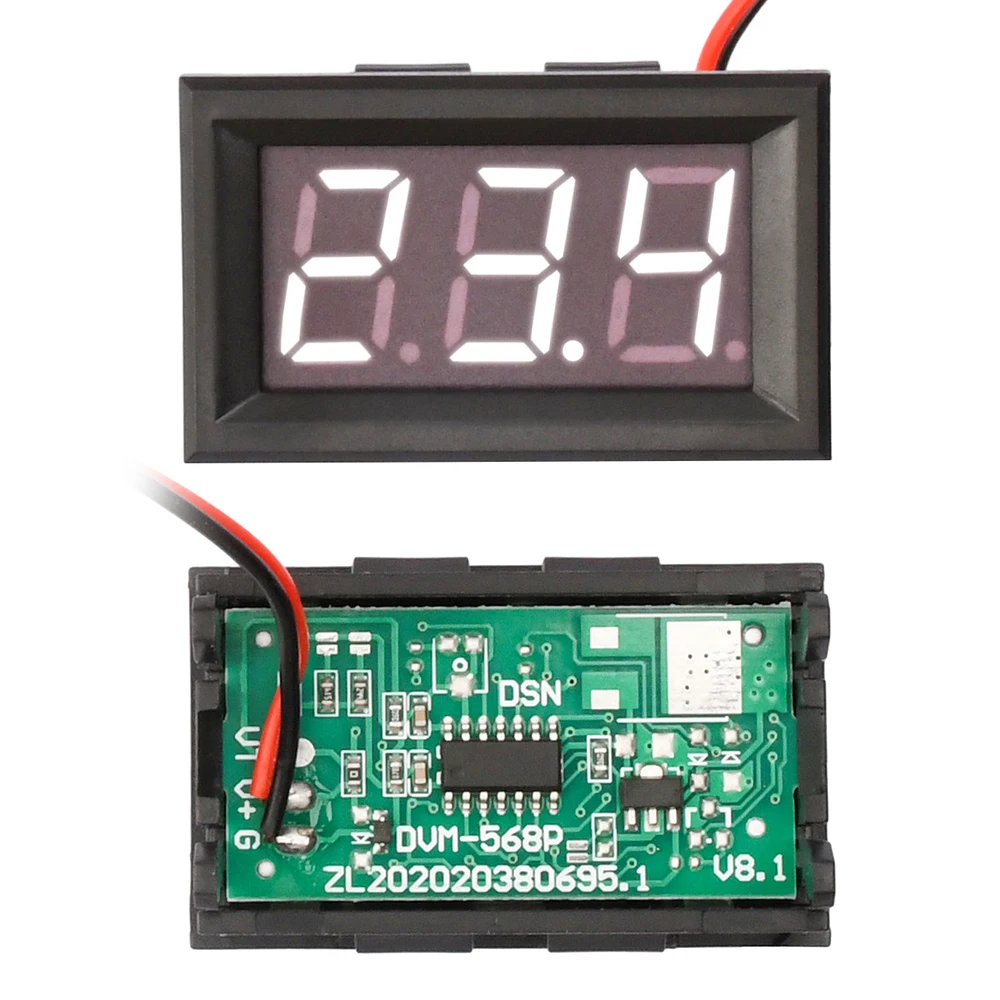 DC 5V-30V Digital Voltmeter 0.56 inches LED 3-Wire Battery Voltage Tester Single Color Display for Motorcycle Battery Monitor