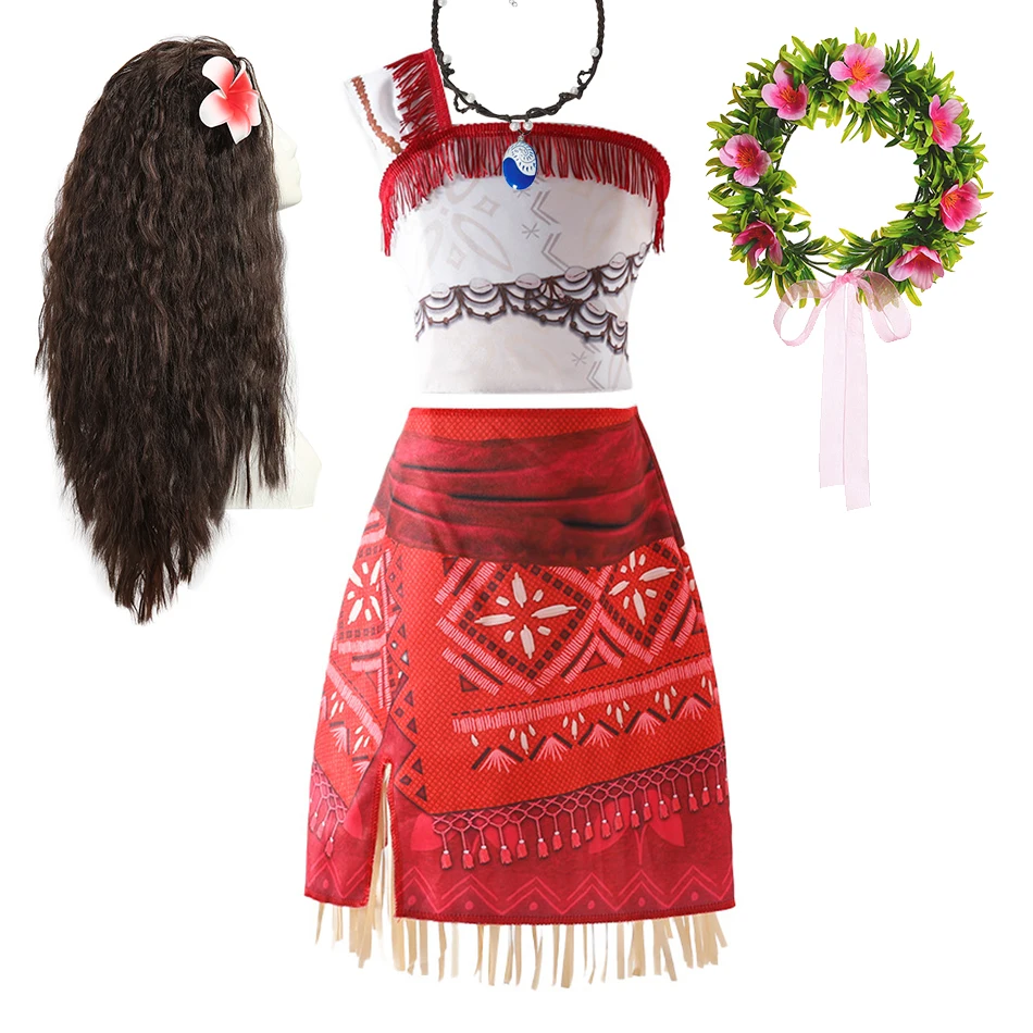 

New Moana 2 Dress for Girls Single Shoulder Cosplay Vaiana Costume Kid Halloween Carnival Princess Party Clothes Children Outfit