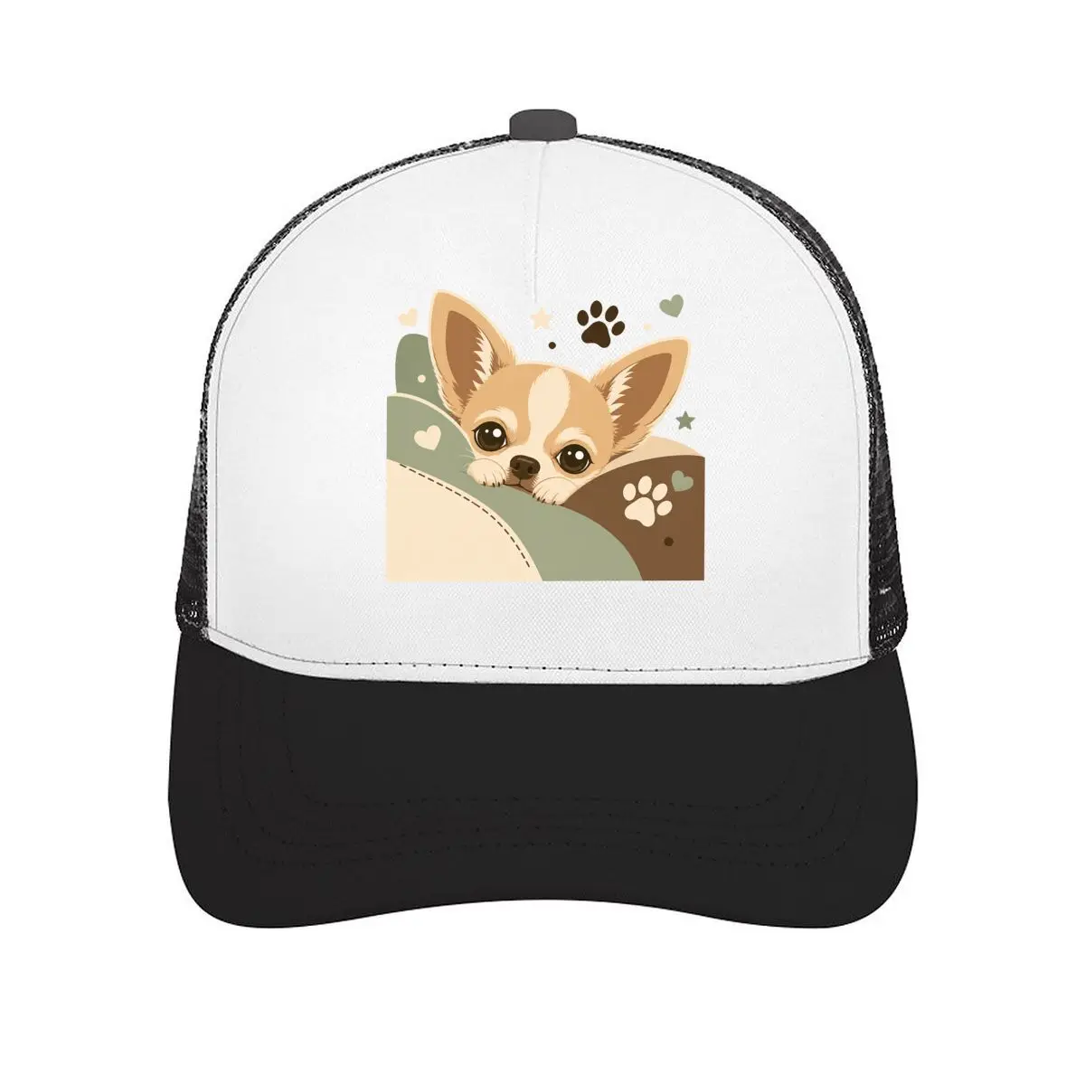 Sleepy Chihuahua Cozy Pet Portrait Mesh Baseball Cap Casual Hat Outdoor  For Womens Unisex Female