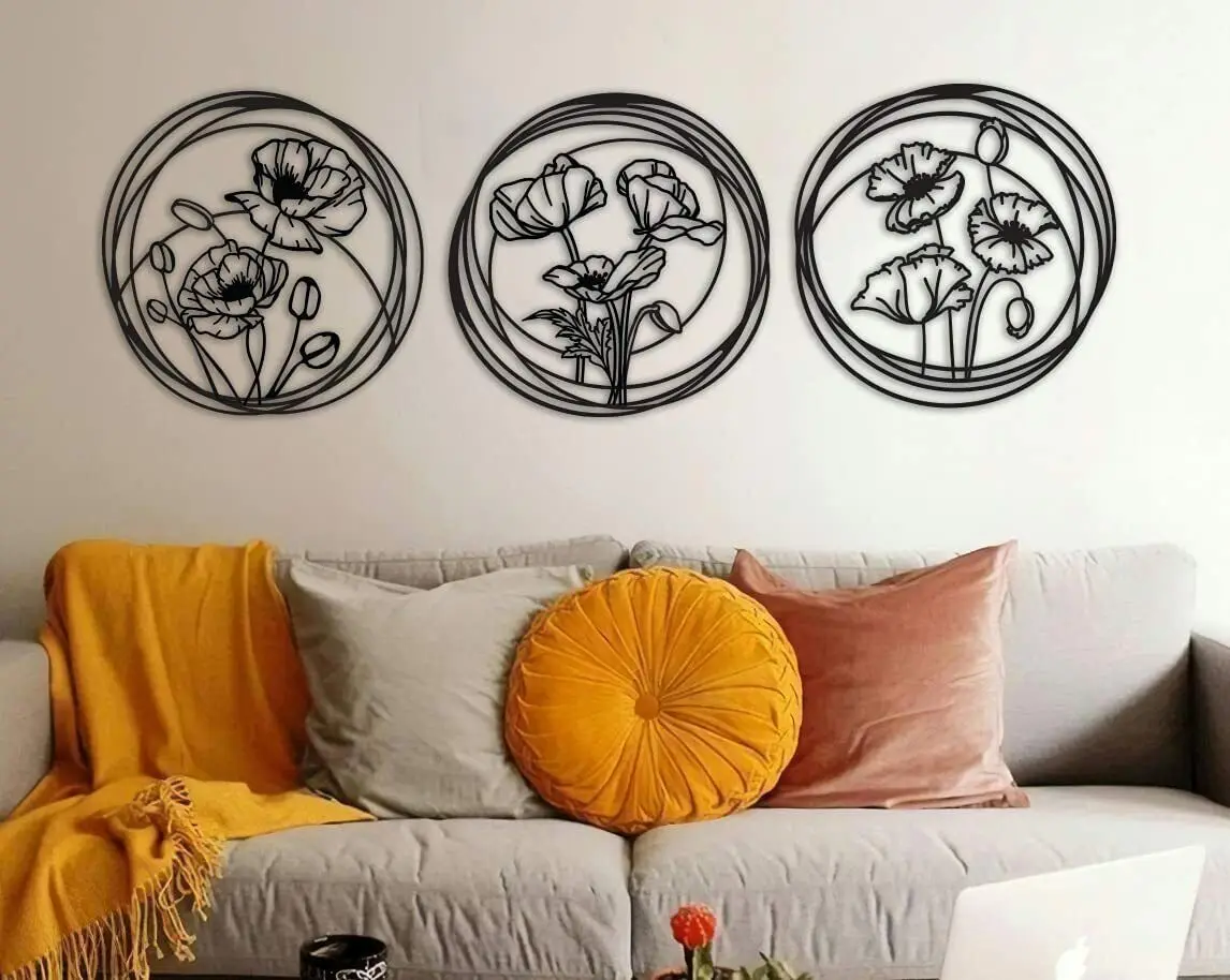 

Flower Wall Decoration Set of 3 Metal Wall Art Flower Set Metal Wall Art Flowers Living Room/Home Decoration