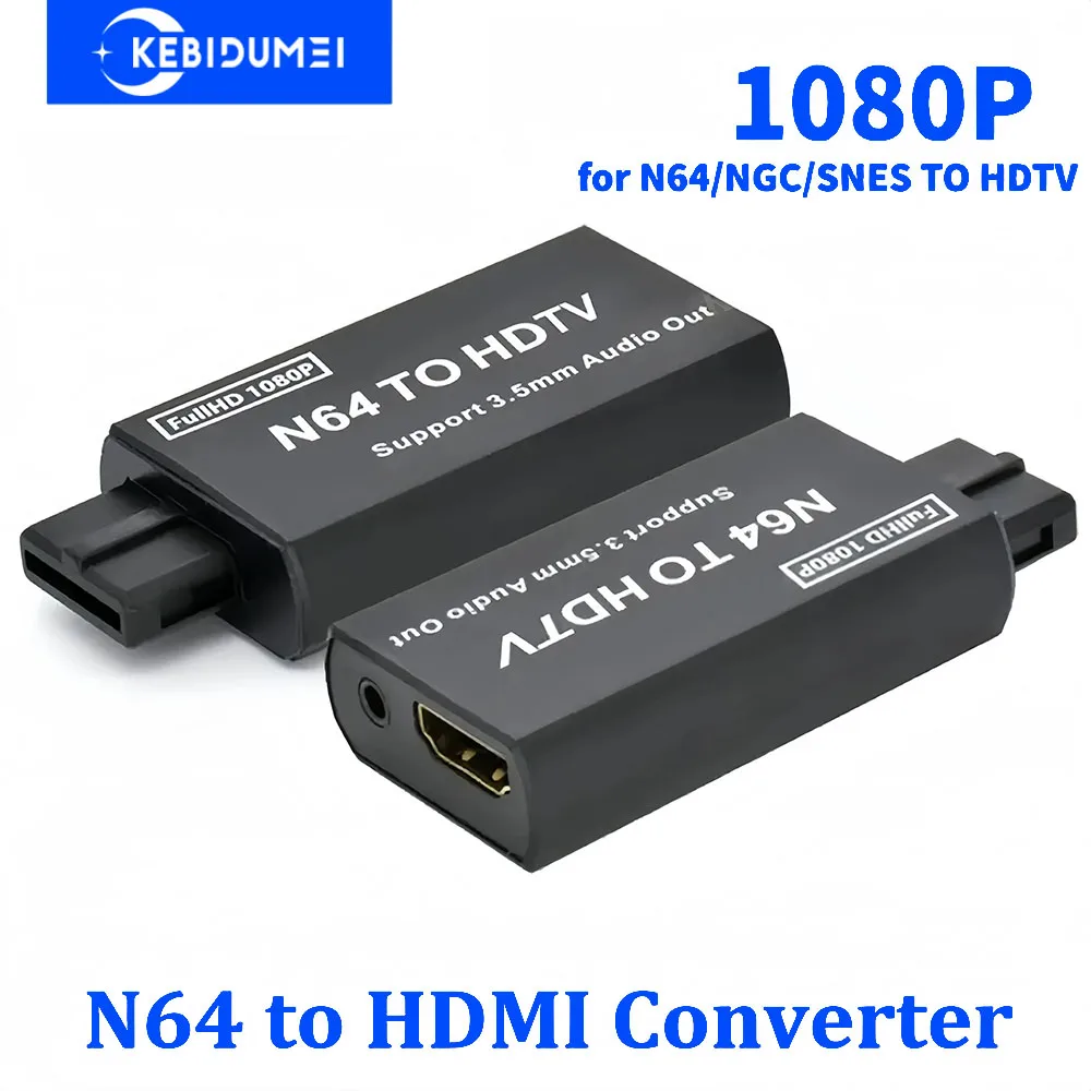 

N64 to HDMI Converter Adapter Game Console Plug and Play for N64/SNES/NGC/SFC HDMI-compatible Adapter with 3.5mm Audio Output