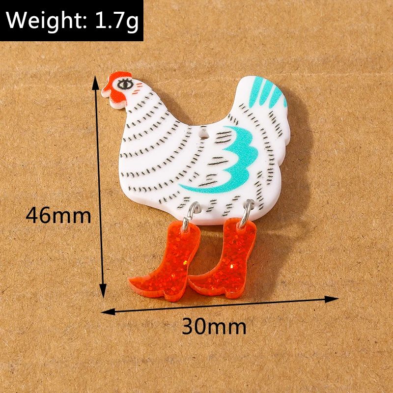 5 Stück 46*30mm Lustige Oster-Hühner-Anhänger für Schmuckherstellung Ohrringe Halskette DIY Zubehör – Detail 1