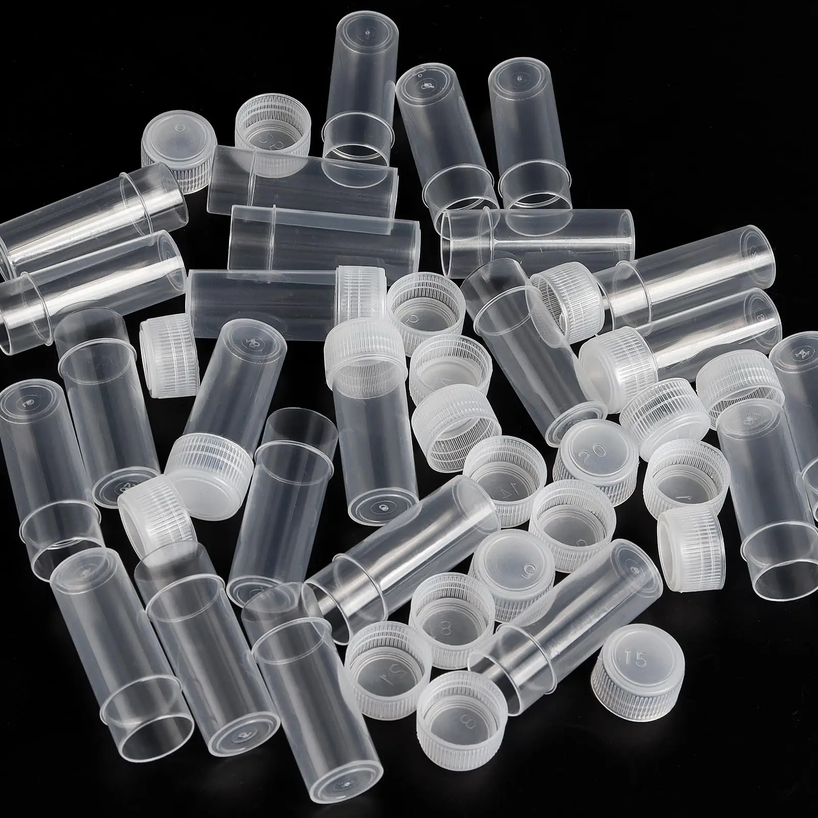 5/7ML Plastic Sample Bottles Vial Storage Mini Clear Storage Case with Lid Vial Storage Container Test Tube for Small Items