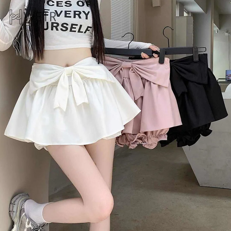 Fashionable Sweet Bow Sexy College Style High Waist Hottie Skirt For Women