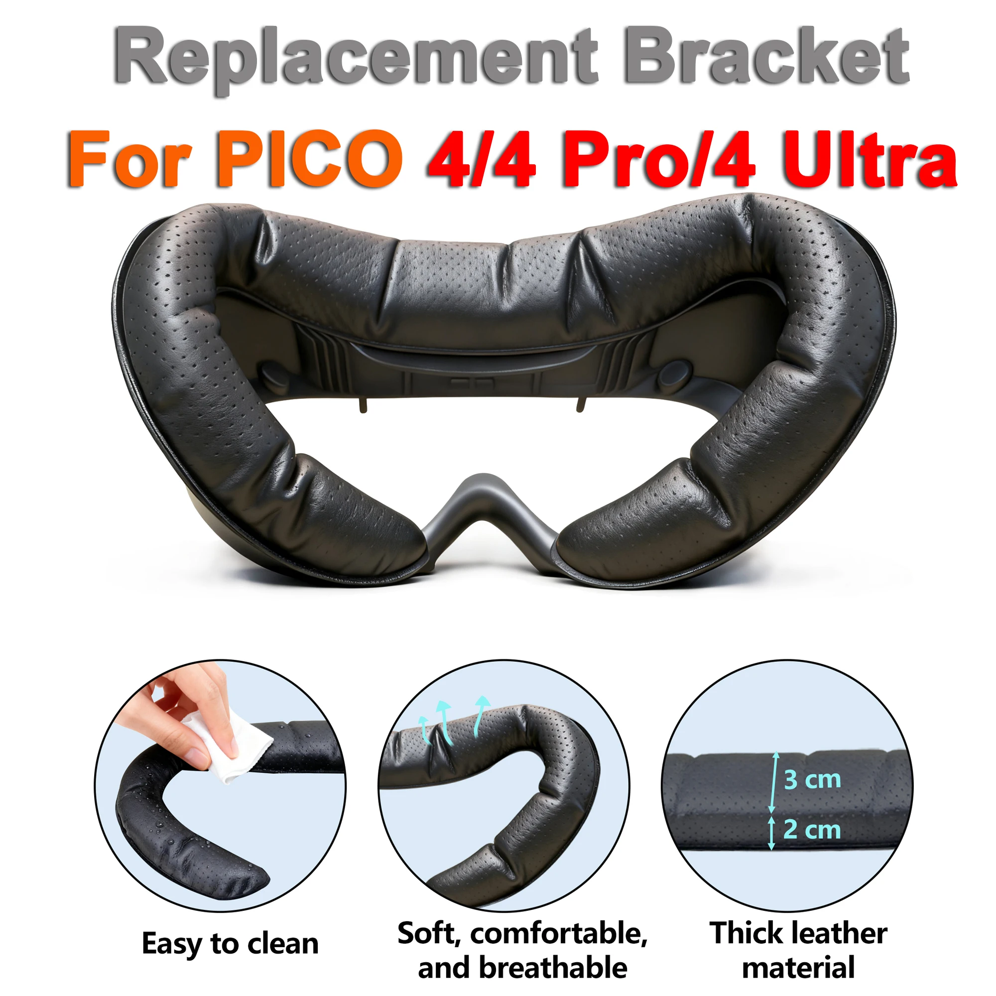 For PICO 4/PICO 4 Pro/PICO 4 Ultra VR Facial Interface Lens Cap Kit Widened PU Leather Mask Magnetic Bracket Joystick Caps
