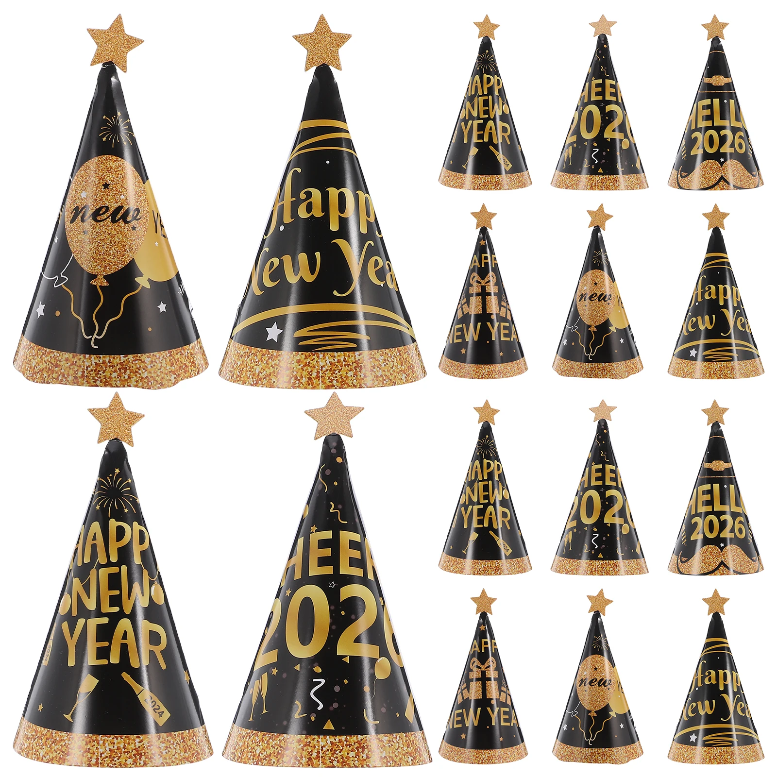 

24 Pcs New Year Party Birthday Hat Eve Decorations 2026 Happy Paper Conical Years Hats Crown