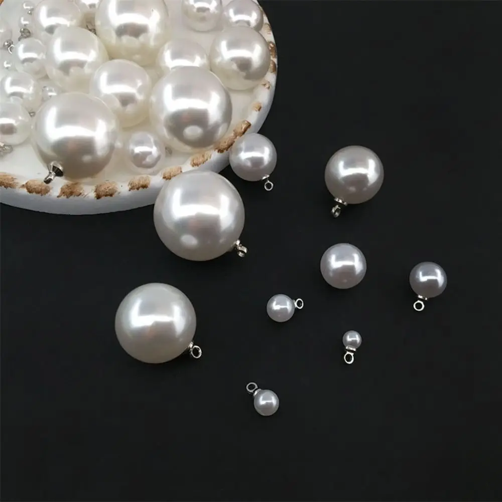 10PCS Clothes Decor Artificial Pearl ABS Handmade Pearl Buttons for Sweater Gold Round Imitation Pearl Jewelry Accessories