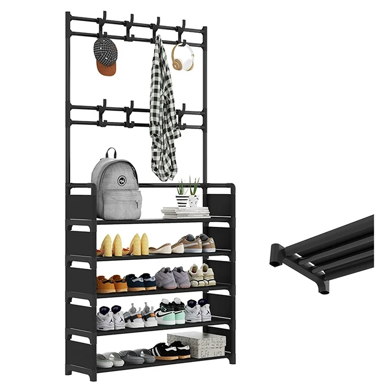 Multifunctional Shoes Rack Hat Rack Freestanding Coat Rack With Shoe Storage