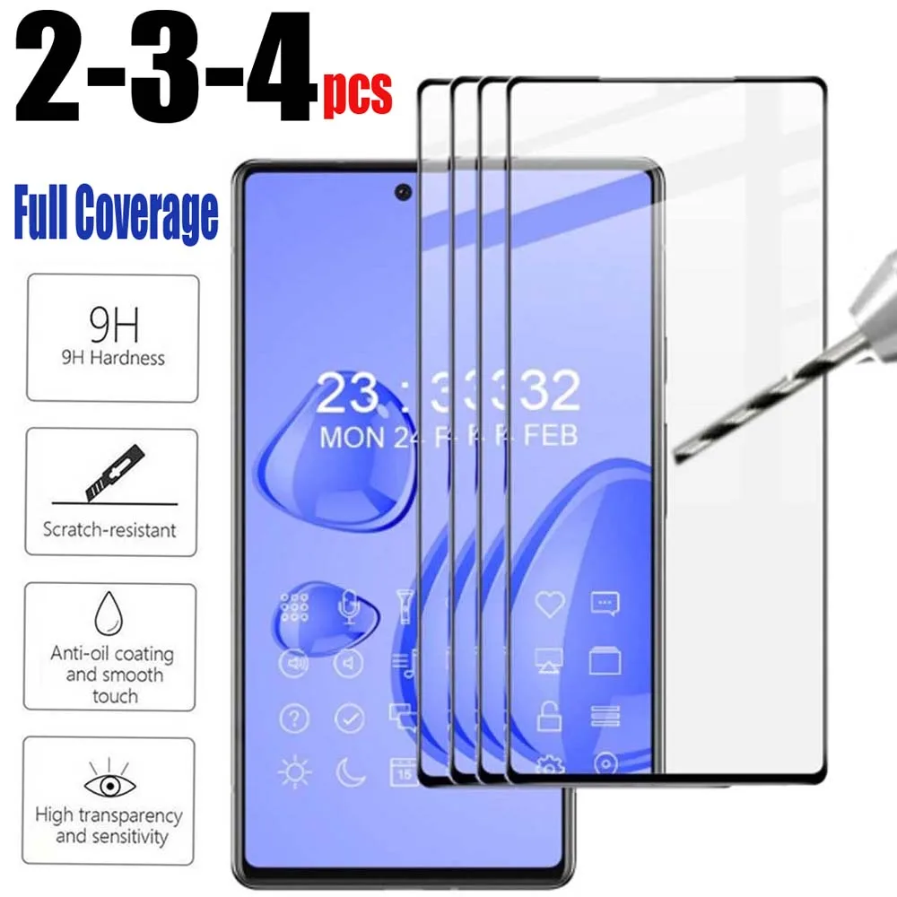 

2-3-4PC Tempered Glass for Google Pixel 7 7A 6a 6 8 Pro 9 Screen Protector Full Coverage Anti Break HD Hard Film with Black Edge