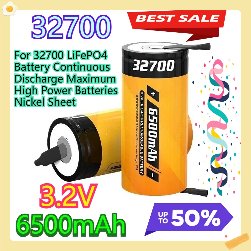 

For 32700 LiFePO4 Battery Continuous Discharge Maximum High Power Batteries Nickel Sheet 3.2V 6500mAh